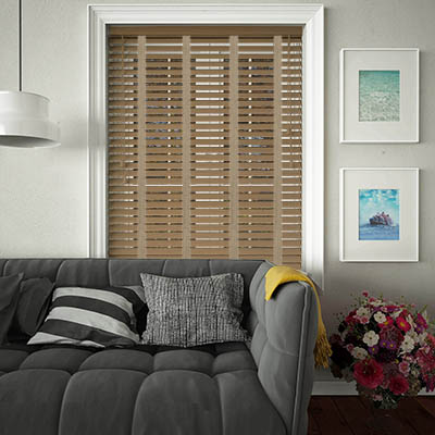 Tawny Wooden Blinds with Hessian Tapes